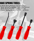 Heavy Duty Brake Tool Set 32 Pieces Caliper And Drum Tools Including Pliers and Retainers with red handles for brake service.
