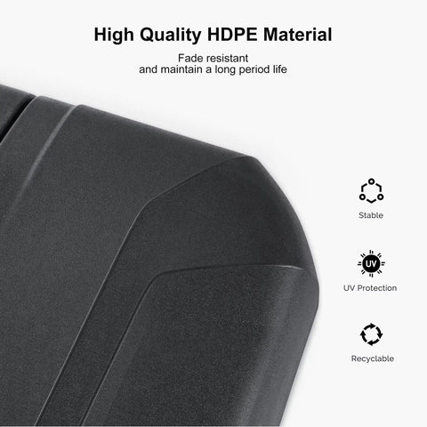 Close-up of Beefy Heavy Duty Patio Umbrella Base With Cross Base Included, showing weather resistant plastic material and UV protection.