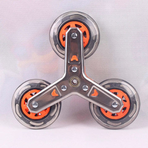 Stair Climbing Triangle Caster Wheels Replacement 3.74 In Diameter Stainless Steel for carts and dollies, front view