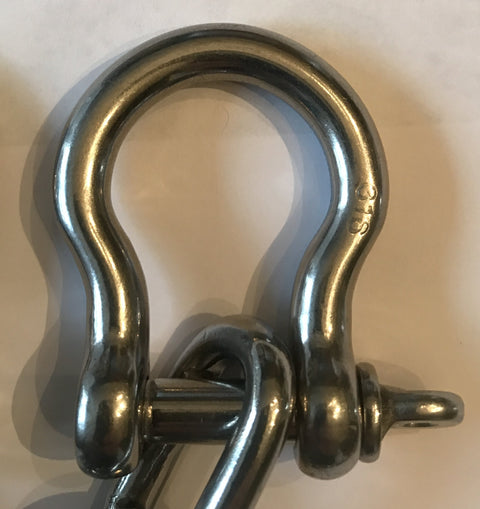 Marine Grade Stainless Steel 316 Anchor Chain One Quarter Inch By Ten Feet Includes Two Bow Shackles, corrosion resistant