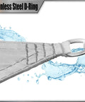 Close-up of 14 By 14 Foot Grey Waterproof Sun Shade Sail UPF50 Plus Canopy Awning with stainless steel D-ring