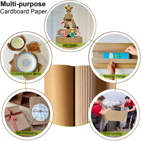 Extra Wide Corrugated Cardboard Roll 17 Inch By 197 Inch Thick Single Face Sheets For Crafts, Shipping, Mailing, And Gift Packaging