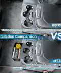 Installation comparison of the Dodge Ram Center Console Hanging Organizer Box For 2013-2024 Ram 1500 Classic and 2013-2026 Ram 2500 3500