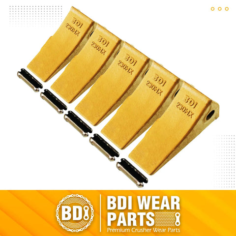 5 Pack 230 Series Excavator Bucket Teeth With 23 Pin Flex Pins Fits 23 And 230 Series Skid Steer Loaders And Excavators Durable Wear Parts For Heavy Duty Digging, five teeth with pins
