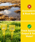 Four Pack Outdoor Rain Gauge With Wide Mouth 1.5 Inch Markings Ground Stake Yard Garden Sprinkler Irrigation Tool Easy Rainfall Readout For Lawn Care Pros High Visibility Yellow Weather Instrument in grass