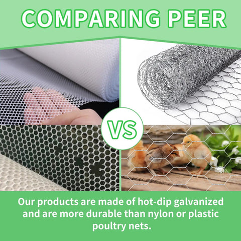 Hexagonal Galvanized Chicken Wire Netting 13.7 Inch Wide By 236 Inch Long Durable Garden Fence Mesh comparison with alternatives.