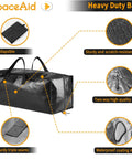 Heavy Duty Moving Bags 8 Pack Large Storage Totes with backpack straps, tough handles, zippers, coated PE weave, 86L capacity, details highlighted
