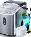 Chewable Nugget Ice Countertop Maker With One Click Operation Portable Stainless Steel Ice Machine Delivers 34 Lbs Per Day Self Cleaning Comes With Ice Scoop Great For Kitchen And Office