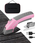 Workpro 4V Cordless Electric Scissors With Rechargeable Power Shears For Effortless Cutting Plastic And Cardboard Fast Speed Up To Ten Thousand RPM Includes two durable blades and charging accessories.