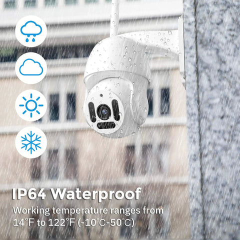 1080P WiFi Outdoor Security Cam With Motion Alerts Two Way Audio Infrared Night Vision Waterproof Shield SD Card Slot Or Cloud Storage Compatible With Alexa Real Time Mobile Alerts And Live View