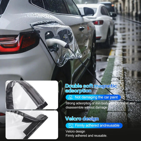 Rock Solid Magnetic EV Charger Port Cover With Premium Leather Edging Built For Steel Frame Electric Rides shown protecting charging port