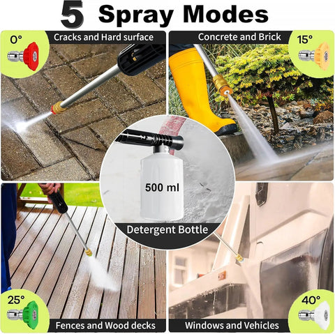 5000 PSI Electric Pressure Washer With Adjustable Touch Screen And Eight Level Control 34 Inch Tall Four Quick Connect Nozzles