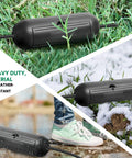 16 Pack Outdoor Extension Cord Safety Capsule Protectors for Holiday Lights in grass and snow, showing waterproof design