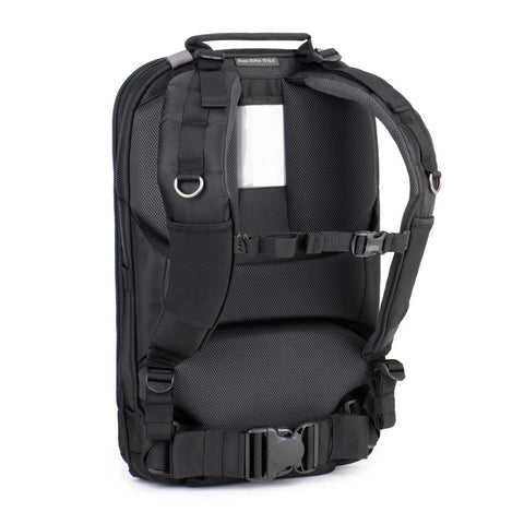 Back view of Shape Shifter 17 V2 Camera Backpack showing adjustable straps and padded back support for photographers on the go.