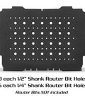 Dang Good Foam Router Bit Storage Tray Compatible With Systainer Type One showing 28 1/2" and 75 1/4" shank router bit holes.