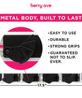 Beefy Heavy Duty Broom Wall Mount Organizer With Four Slots And Four Hooks, metal body detail, 17.5 inches wide