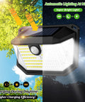 Hella Bright Solar Motion Sensor Lights 178 LEDs 4 Pack IP65 Waterproof Outdoor Security Lighting with solar charging