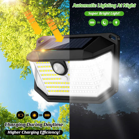 Hella Bright Solar Motion Sensor Lights 178 LEDs 4 Pack IP65 Waterproof Outdoor Security Lighting with solar charging