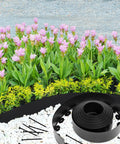 Six Inch By Fifty Foot Landscape Edging Kit Plastic Border for Lawn Garden and Yard with pink flowers and white stones