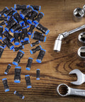 Get The Ultimate Air Hose Fittings Kit With 50 Pieces Of Quick Connect Pneumatic Push to Connect Adapters In Copper And Abs For Air Compressors In 4mm To 12mm Sizes That Are Built Tough For Auto Work And Heavy Duty Jobs All Season Long, assorted sizes on wood