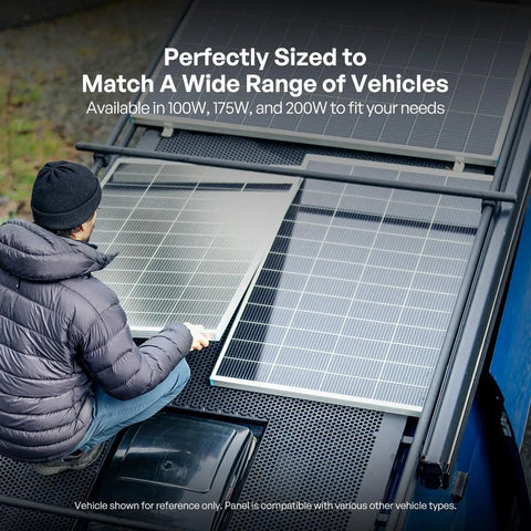 Person adjusting 200W RV Solar Panel For Camping And Van Life 24V Monocrystalline N Type 16BB Cells on roof