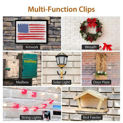 Heavy Duty Brick Wall Clips For Outdoor Hangs No Drill No Nails Holds Mailboxes Frames Lights Wreaths Plants and Decor