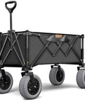 Black All Terrain Beach Wagon With Big 9 Inch Off Road Wheels For Sand, Extra Large Utility Cart, Heavy Duty 300Lb Capacity