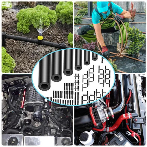 High Temp Silicone Vacuum Hose Kit For Your Car And Engine, 6 Pieces with garden and automotive use examples.