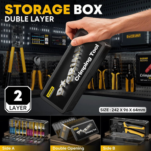 Pro Grade Crimping Tool Kit With Heat Shrink Connectors And Solder Seal Wire Connectors storage box with double layer design