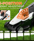 Cordless Brushless Electric Lawn Mower With 16.5 Inch Cutting Width, 6-Position Height Adjustments, Dual 4.0Ah Batteries, Mows Up To 2,700 Sq Ft On One Charge, Lightweight Yard Workhorse For Small To Medium Lawns, 6-height adjustment settings