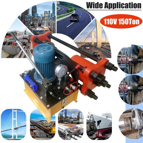 Intsunami 150 Ton Hydraulic Track Pin Press For Crawler Excavator Maintenance Heavy Duty Dismantling Machine with 110V copper motor.