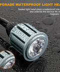 Heavy Duty Magnetic Work Light With Strong Grip Beast Mode 600 Lumens Of Crisp 6500k White Beam close-up of waterproof light head.