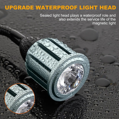 Heavy Duty Magnetic Work Light With Strong Grip Beast Mode 600 Lumens Of Crisp 6500k White Beam close-up of waterproof light head.