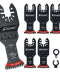 EZARC arc-edge oscillating multitool blade set, 5 pcs, black with red edge for wood and plastic, Cr-V steel.