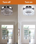 Crystal Flush Mount Ceiling Light With Oversized 30x50 mm K9 Crystals And Stainless Steel Finish LED On and Off in Hallway