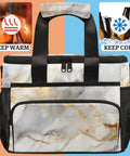 Glossy Marble Grey Insulated Picnic Backpack Lunch Box For Women And Men Grab And Go Tote Lunch Bag For Picnic Beach Work Travel Office Camp Spacious 12x9 Inch Thermal Carrier For Meals On The Go with keep warm and keep cold icons