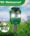 Solar Powered Ultrasonic Animal Repellent With Motion Sensor For Outdoor Yards And Gardens, LED Flashing Lights To Deter Deer Coyotes Raccoons And Cats, Humane Yet Effective Pest Deterrent For A Peaceful Pet Safe Yard, IP65 waterproof stake