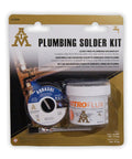 Plumbing Solder Kit With Lead Free Silver Bearing Solder Wire Flux And Brush For Copper And Brass Joints 113g 4oz. Package view.