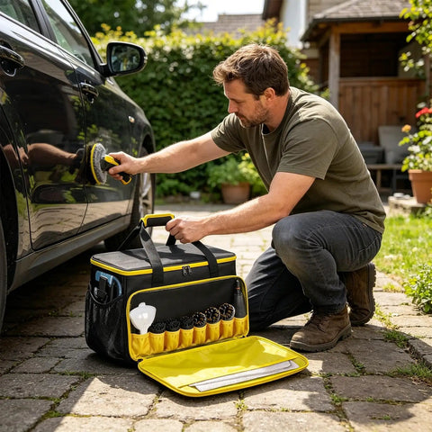 Slick Steam Cleaner Carry Case Featuring Dang Generous Internal Pockets And Hassle Free Straps For Keeping Your Floor Steamer Nozzles And Hoses Super Tidy Anywhere with organized tools.