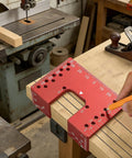 Magnetic Aluminum Cabinet Hinge Repair Plate Kit With Precise Drill Depth for Accurate Door Fix on woodworking table