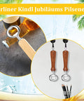 Bottle opener kit, 8 pieces, with wooden handles; stainless steel, kitchen hardware.