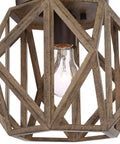 Elevate Your Home Decor With This Straight Up Solid Rustic Flush Mount Ceiling Light Featuring A Dope Wood Finish That Brings Serious Farmhouse Vibes To Any Room UL Certified Easy Setup Perfect For Modern Living Spaces Today, close-up of hexagon wood frame with clear bulb.