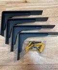 Heavy Duty 10x6 Inch Shelf Brackets Set Of 4 Sturdy L Shaped Metal Supports with screws on wooden surface