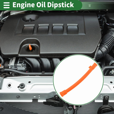 Engine Oil Dipstick With Double Hole Indicator For Volkswagen Jetta 2.0L 2002 To 2005 Wagon And 2011 To 2014 S Sedan Manual Transmission Automatic Transmission Orange Plastic No 06A103663C OE Replacement For Quick Oil Check featured on car engine