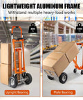 3 In 1 Convertible Hand Truck Aluminum Utility Dolly Cart With 880 Lb Capacity in upright and plate bearing positions