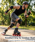 Man skating outdoors using 8 Pack Go To Inline Skate Wheels 72mm 76mm 80mm with ABEC 9 Bearings and Floating Spacers wheels