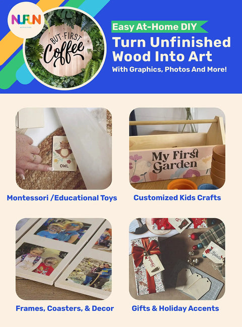 Wood Craft Iron On Transfer Paper For DIY Projects Five Sheets Eight And A Half By Eleven Inches used on wooden crafts and decor.