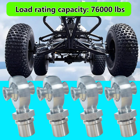 Heavy Duty One And A Quarter Chromoly Heim Joint Rod End Kit With Spacers, 12 TPI Threads, Two Pairs, Left And Right Hand Joints, High Misalignment Spacers From One Inch To Three Quarters Inch, Fits One Point Seven Five Inch OD Tubing With 0.120 Inch Wall, off-road suspension kit