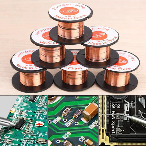 0.1mm 5Pcs Ultra Thin Soldering Wire Set Copper Jumper Wires For PCB Repair Mobile Phone And Computer Electronics Precision Flexible Link Jump Wires Pro Grade DIY Welding Tools