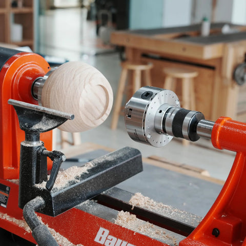 BMWOOD woodturning live tailstock chuck adapter, silver, 1 inch x 8 TPI, #2 Morse taper, lathe turning wooden bowl.